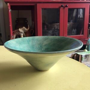 Handcrafted Green Clay Bowl Glazed Trinkets